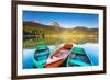 Reflection In Water Of Mountain Lakes And Boats-Leonid Tit-Framed Art Print