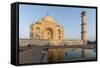 Reflection in Water. Taj Mahal at Sunset. Agra. India-Tom Norring-Framed Stretched Canvas