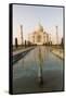 Reflection in Water. Taj Mahal at Sunset. Agra. India-Tom Norring-Framed Stretched Canvas