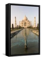 Reflection in Water. Taj Mahal at Sunset. Agra. India-Tom Norring-Framed Stretched Canvas