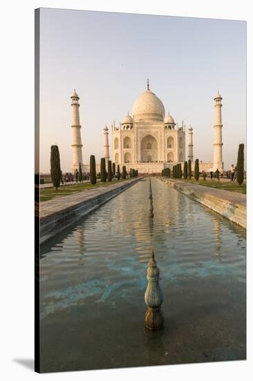 Reflection in Water. Taj Mahal at Sunset. Agra. India-Tom Norring-Stretched Canvas