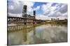 Reflection in Willamette River and Steel Bridge, Portland Oregon.-Craig Tuttle-Stretched Canvas