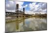 Reflection in Willamette River and Steel Bridge, Portland Oregon.-Craig Tuttle-Mounted Photographic Print