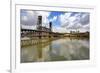 Reflection in Willamette River and Steel Bridge, Portland Oregon.-Craig Tuttle-Framed Photographic Print