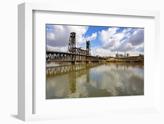 Reflection in Willamette River and Steel Bridge, Portland Oregon.-Craig Tuttle-Framed Photographic Print