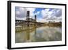 Reflection in Willamette River and Steel Bridge, Portland Oregon.-Craig Tuttle-Framed Photographic Print