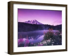 Reflection Lake with Summer Alpine Wildflowers, Mt. Rainier National Park, Washington, USA-Stuart Westmoreland-Framed Premium Photographic Print