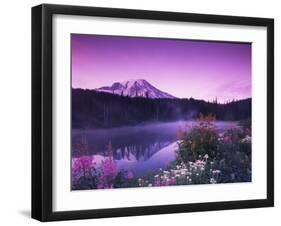 Reflection Lake with Summer Alpine Wildflowers, Mt. Rainier National Park, Washington, USA-Stuart Westmoreland-Framed Premium Photographic Print