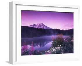 Reflection Lake with Summer Alpine Wildflowers, Mt. Rainier National Park, Washington, USA-Stuart Westmoreland-Framed Premium Photographic Print
