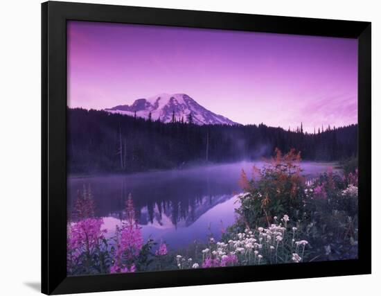 Reflection Lake with Summer Alpine Wildflowers, Mt. Rainier National Park, Washington, USA-Stuart Westmoreland-Framed Photographic Print