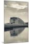 Reflection of a building on water, The Oscar Niemeyer International Cultural Centre, Aviles, Ast...-null-Mounted Photographic Print