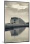 Reflection of a building on water, The Oscar Niemeyer International Cultural Centre, Aviles, Ast...-null-Mounted Photographic Print