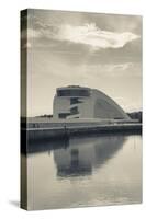 Reflection of a building on water, The Oscar Niemeyer International Cultural Centre, Aviles, Ast...-null-Stretched Canvas