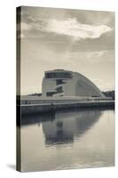 Reflection of a building on water, The Oscar Niemeyer International Cultural Centre, Aviles, Ast...-null-Stretched Canvas