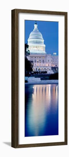 Reflection of a Government Building in Water at Dusk, Capitol Building, Washington Dc, USA-null-Framed Photographic Print