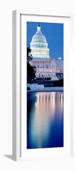 Reflection of a Government Building in Water at Dusk, Capitol Building, Washington Dc, USA-null-Framed Photographic Print