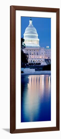 Reflection of a Government Building in Water at Dusk, Capitol Building, Washington Dc, USA-null-Framed Photographic Print