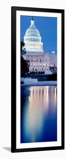 Reflection of a Government Building in Water at Dusk, Capitol Building, Washington Dc, USA-null-Framed Photographic Print