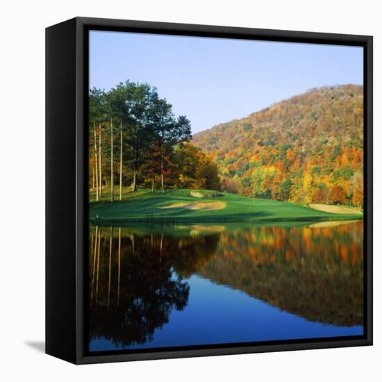 Reflection of a Hill on Water, West Point Golf Course, West Point, New York State, USA-null-Framed Stretched Canvas