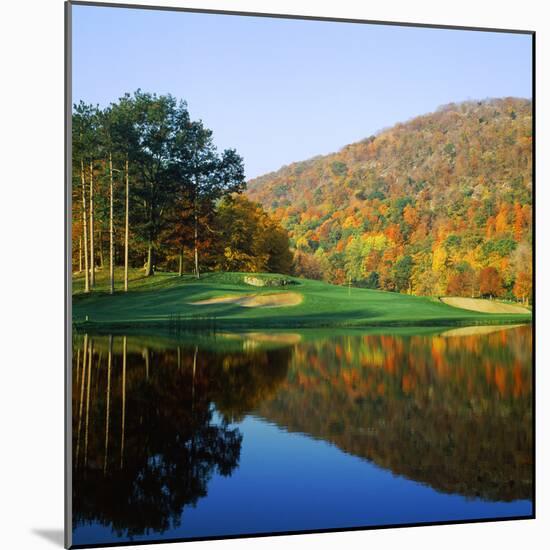 Reflection of a Hill on Water, West Point Golf Course, West Point, New York State, USA-null-Mounted Photographic Print