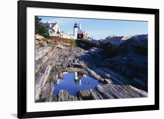 Reflection of a Lighthouse Pemaquid Point Maine-George Oze-Framed Photographic Print