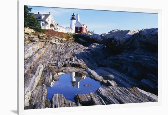 Reflection of a Lighthouse Pemaquid Point Maine-George Oze-Framed Photographic Print