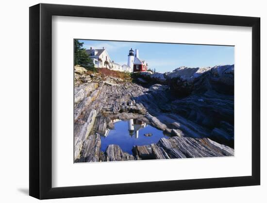 Reflection of a Lighthouse Pemaquid Point Maine-George Oze-Framed Photographic Print