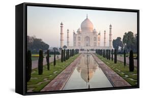 Reflection of a Mausoleum in Water, Taj Mahal, Agra, Uttar Pradesh, India-null-Framed Stretched Canvas