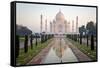 Reflection of a Mausoleum in Water, Taj Mahal, Agra, Uttar Pradesh, India-null-Framed Stretched Canvas