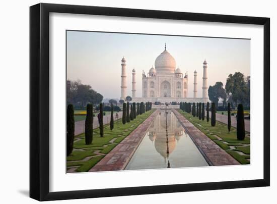 Reflection of a Mausoleum in Water, Taj Mahal, Agra, Uttar Pradesh, India-null-Framed Photographic Print