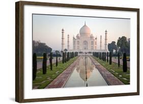 Reflection of a Mausoleum in Water, Taj Mahal, Agra, Uttar Pradesh, India-null-Framed Photographic Print