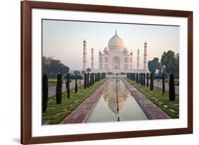 Reflection of a Mausoleum in Water, Taj Mahal, Agra, Uttar Pradesh, India-null-Framed Photographic Print