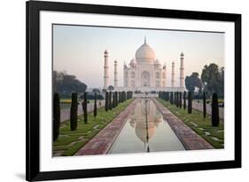 Reflection of a Mausoleum in Water, Taj Mahal, Agra, Uttar Pradesh, India-null-Framed Photographic Print