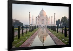 Reflection of a Mausoleum in Water, Taj Mahal, Agra, Uttar Pradesh, India-null-Framed Photographic Print