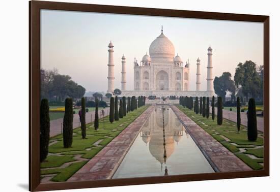 Reflection of a Mausoleum in Water, Taj Mahal, Agra, Uttar Pradesh, India-null-Framed Photographic Print