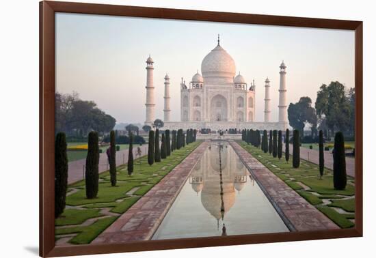 Reflection of a Mausoleum in Water, Taj Mahal, Agra, Uttar Pradesh, India-null-Framed Photographic Print