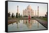 Reflection of a Mausoleum in Water, Taj Mahal, Agra, Uttar Pradesh, India-null-Framed Stretched Canvas