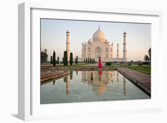 Reflection of a Mausoleum in Water, Taj Mahal, Agra, Uttar Pradesh, India-null-Framed Photographic Print