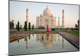 Reflection of a Mausoleum in Water, Taj Mahal, Agra, Uttar Pradesh, India-null-Mounted Photographic Print