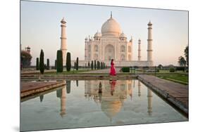 Reflection of a Mausoleum in Water, Taj Mahal, Agra, Uttar Pradesh, India-null-Mounted Premium Photographic Print