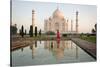 Reflection of a Mausoleum in Water, Taj Mahal, Agra, Uttar Pradesh, India-null-Stretched Canvas
