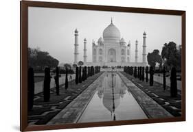 Reflection of a mausoleum in water, Taj Mahal, Agra, Uttar Pradesh, India-null-Framed Photographic Print