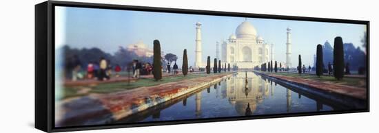 Reflection of a Mausoleum in Water, Taj Mahal, Agra, Uttar Pradesh, India-null-Framed Stretched Canvas