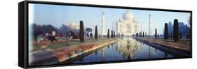 Reflection of a Mausoleum in Water, Taj Mahal, Agra, Uttar Pradesh, India-null-Framed Stretched Canvas