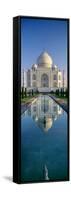 Reflection of a Mausoleum on Water, Taj Mahal, Agra, Uttar Pradesh, India-null-Framed Stretched Canvas