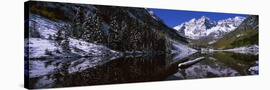 Reflection of a Mountain in a Lake, Maroon Bells, Aspen, Pitkin County, Colorado, USA-null-Stretched Canvas