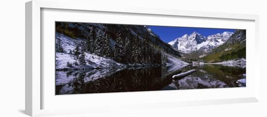 Reflection of a Mountain in a Lake, Maroon Bells, Aspen, Pitkin County, Colorado, USA-null-Framed Photographic Print