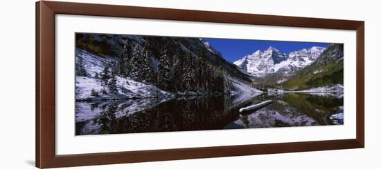 Reflection of a Mountain in a Lake, Maroon Bells, Aspen, Pitkin County, Colorado, USA-null-Framed Photographic Print