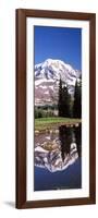 Reflection of a Mountain in a Lake, Mt Rainier, Pierce County, Washington State, USA-null-Framed Photographic Print