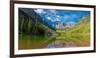 Reflection of a mountain on water, Maroon Bells, Maroon Bells-Snowmass Wilderness, White River N...-null-Framed Photographic Print